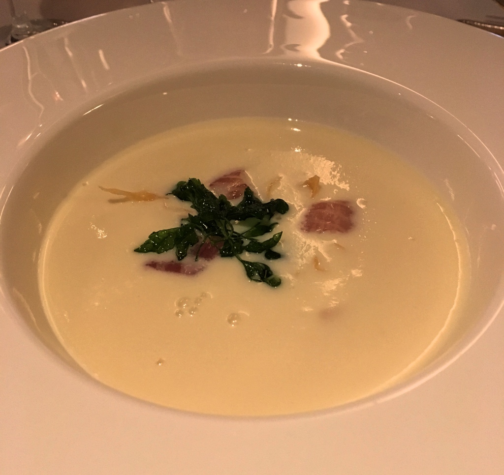 Parsnip and Smoked Eel Soup with Caviar