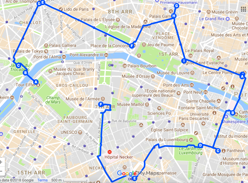 Walking Tour Of Paris Map - Map