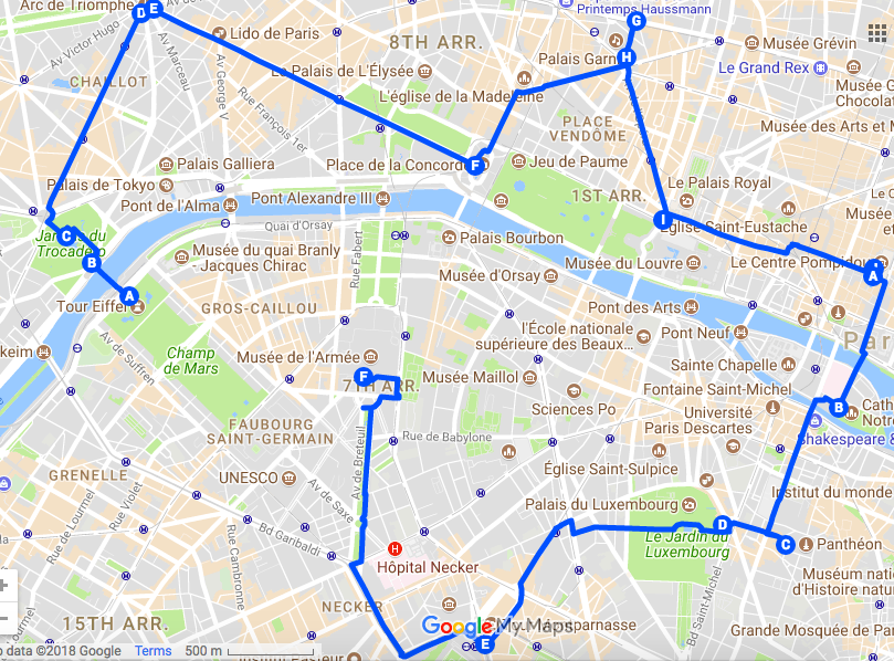 tour paris distance